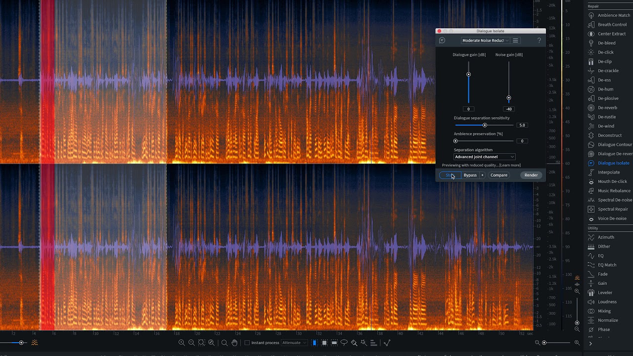 Dialogue clean up with izotope rx